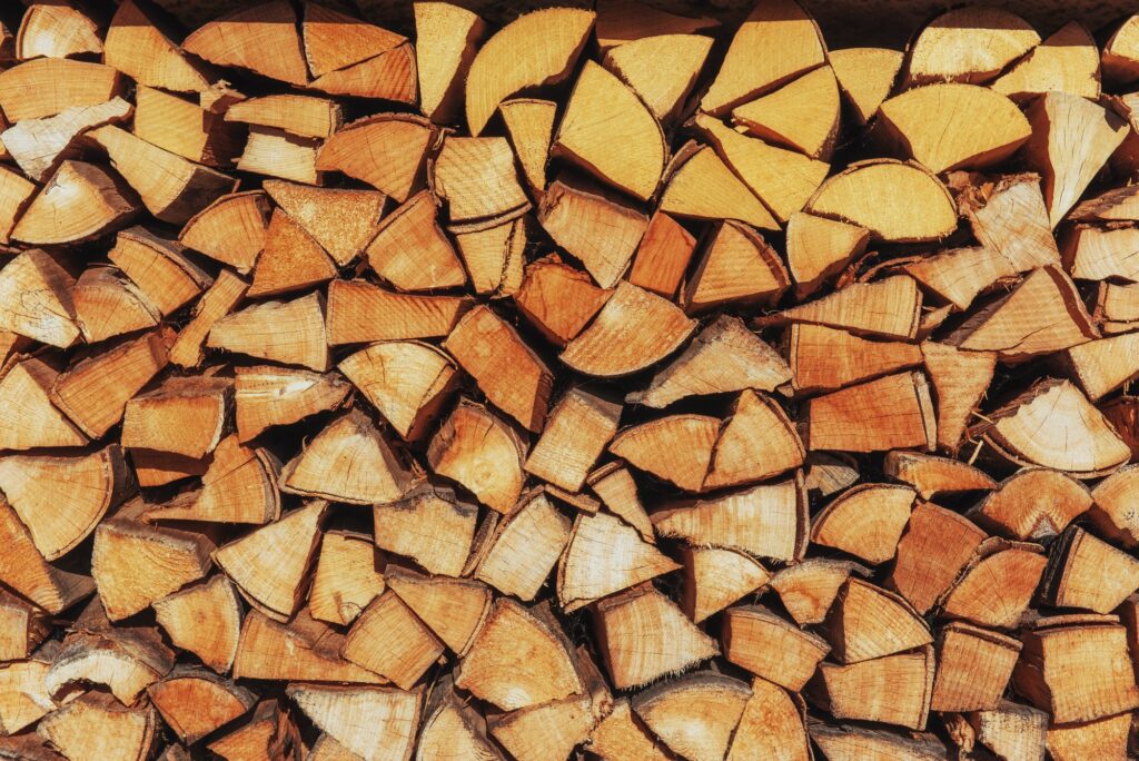 Background of firewood harvested for the new heating season